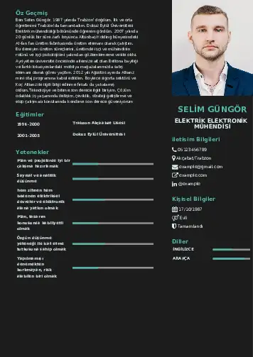 Elektrik Mühendisi CV Örnekleri cv indir